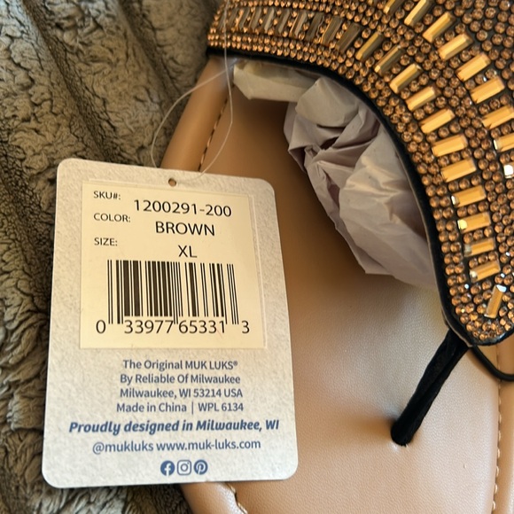 Muk Luks Luk*Ees NWT Brown/Tan Rhinestone Sandals XL 11-12 Gorgeous So Chic New - Picture 5 of 13